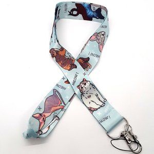 Kitty Cat Lanyard Light Blue